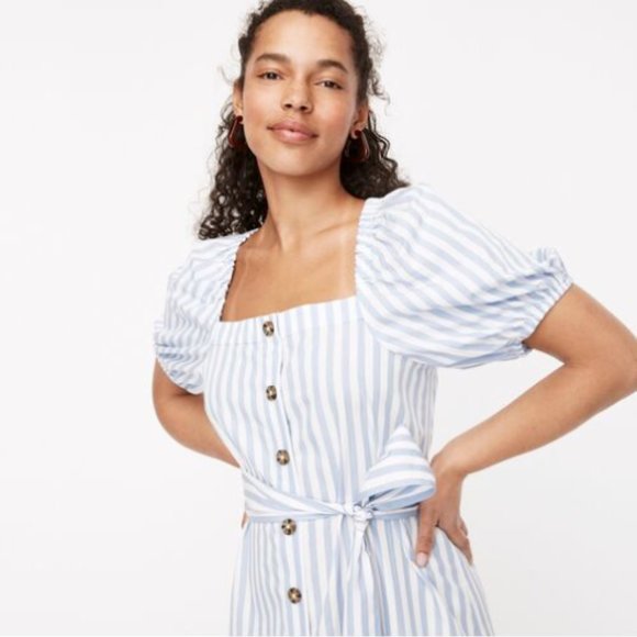 J. Crew Striped Midi Dress, blue & white, size XS - Picture 3 of 9